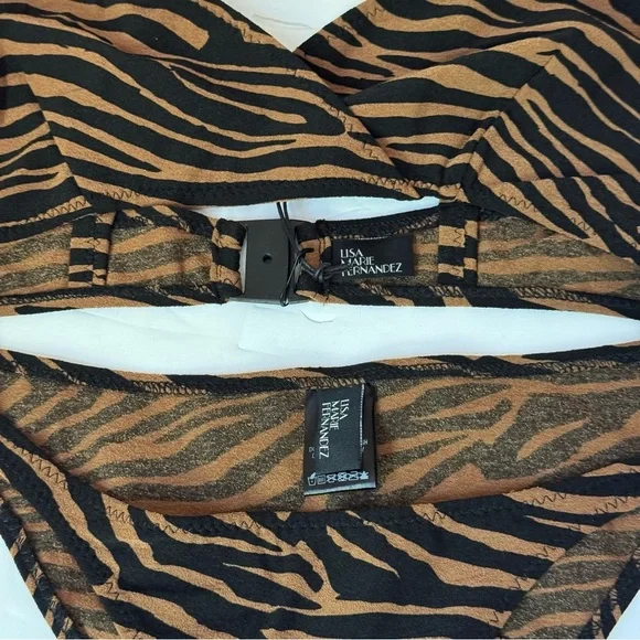 NWT Lisa Marie Fernandez Triangle Bikini Set Zebra Animal Print LMF Sz 3 (6-8) - Picture 10 of 15